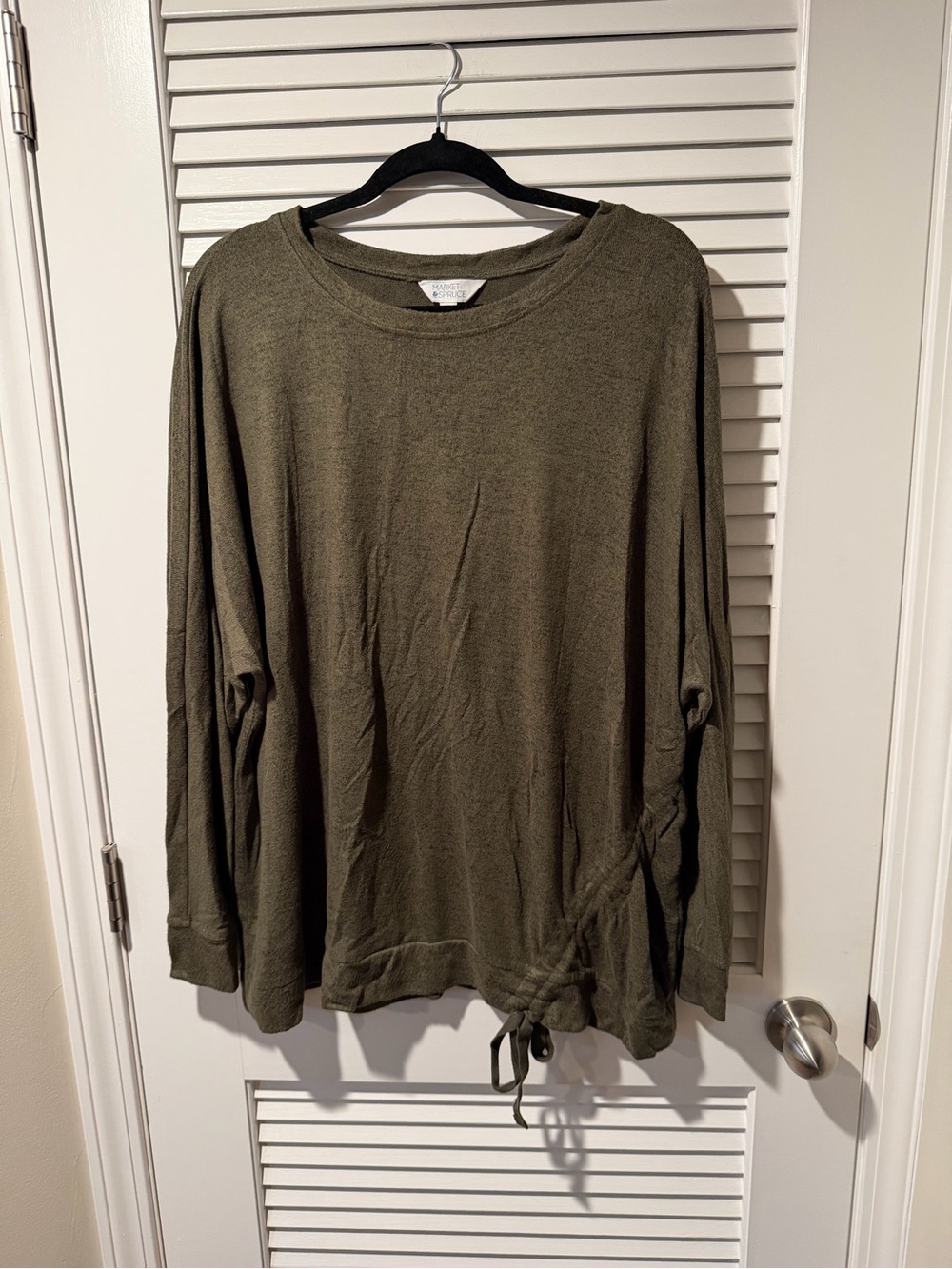 Market & Spruce Olive Drawstring Hem Top